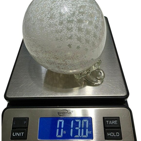 Heavy Blown Glass Ornament Frosted Snowflakes Handcrafted Bauble Witch Ball 13oz - Picture 8 of 10